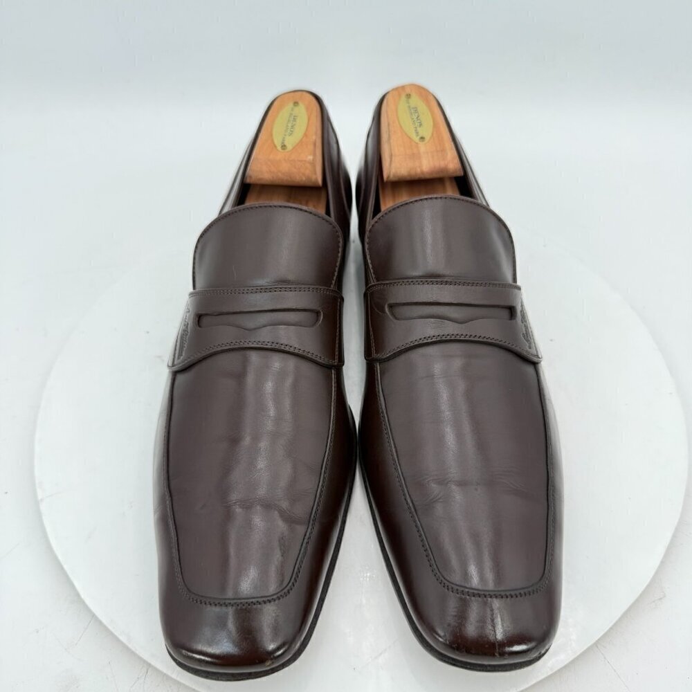Louis Vuitton Men Size UK 8.5 US 9.5 Brown Leather Penny Loafer Dress Shoes